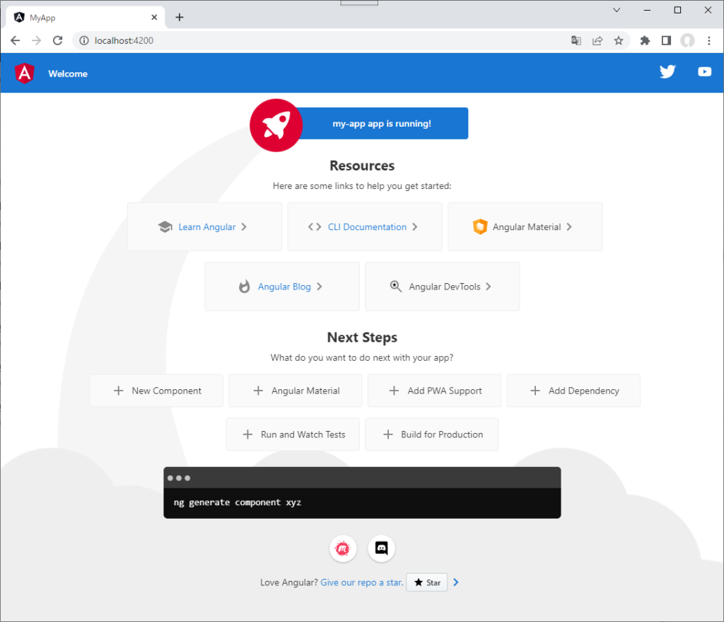 localhost:4200の表示内容